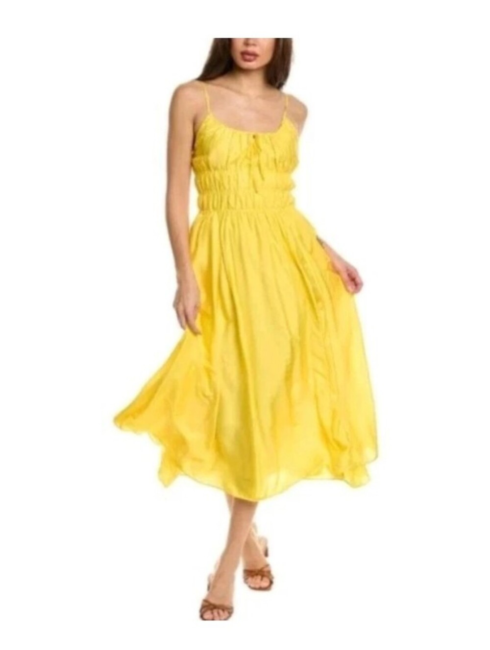 JOIE Elena Sleeveless‎ Tie Front Silk-Blend Midi Dress